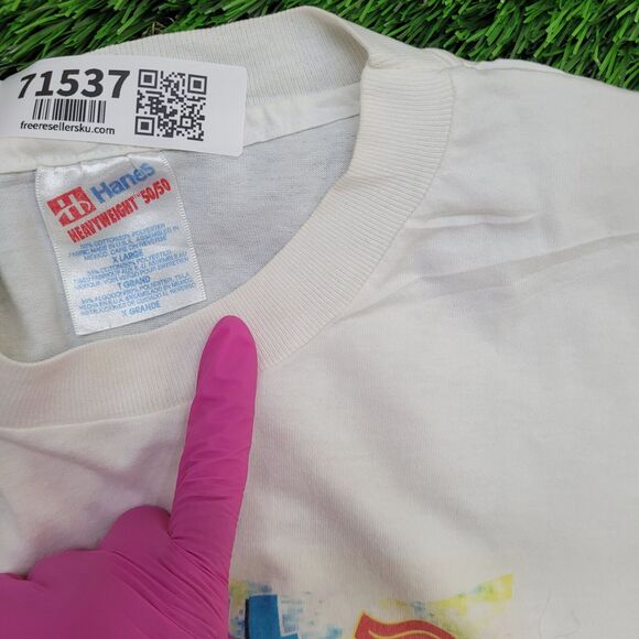Vintage 90s Hanes Shirt XL 23x27 White Softball - Picture 4 of 15